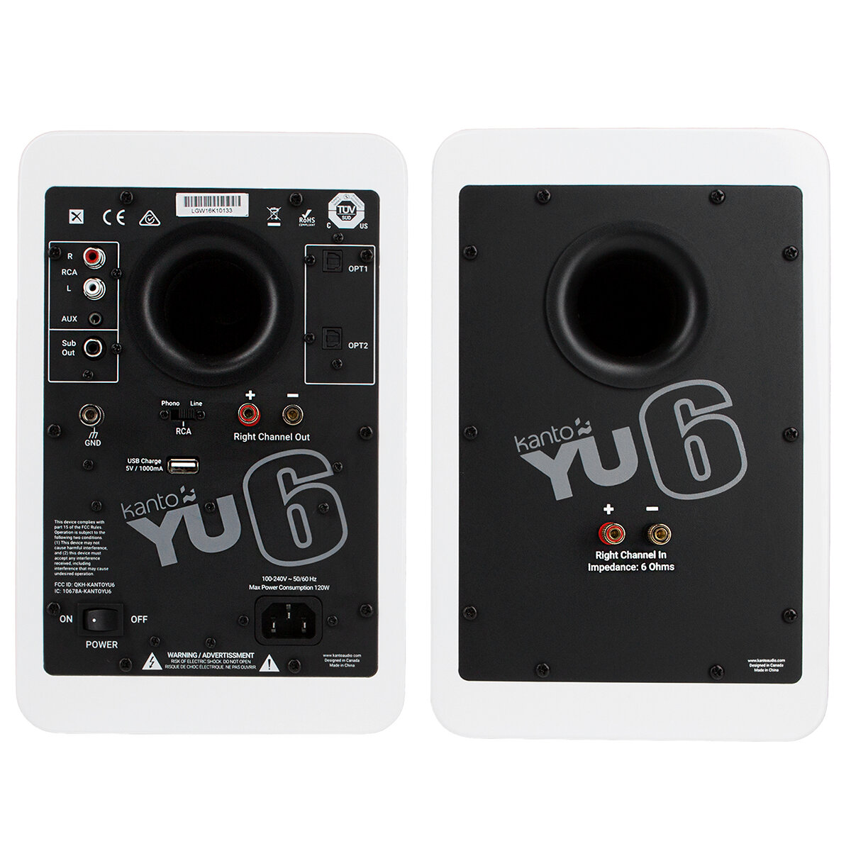 Kanto YU6 200W Powered Bookshelf Speakers Matte White KO-YU6MW-I
