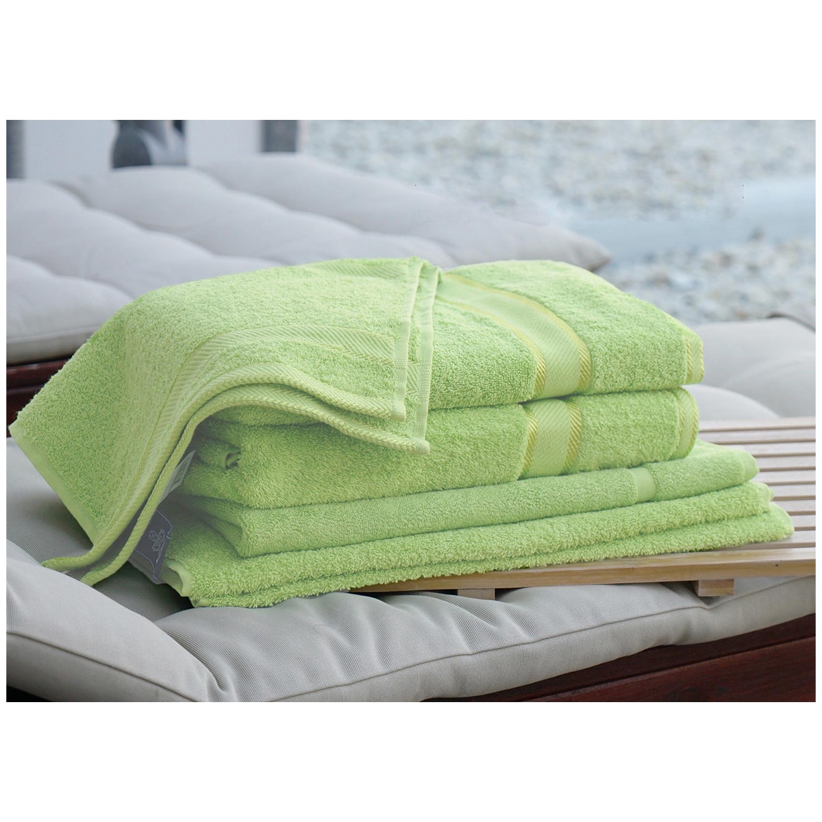 Kingtex Plain dyed 100% Combed Cotton towel range 550gsm Bath Sheet set 7 piece - New Apple
