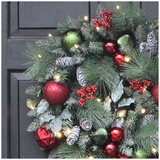Pre-Lit Decorated Holiday Artificial Wreath 61cm