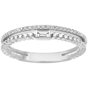 18KT White Gold 0.15ctw Diamond 2 Row Fashion Ring