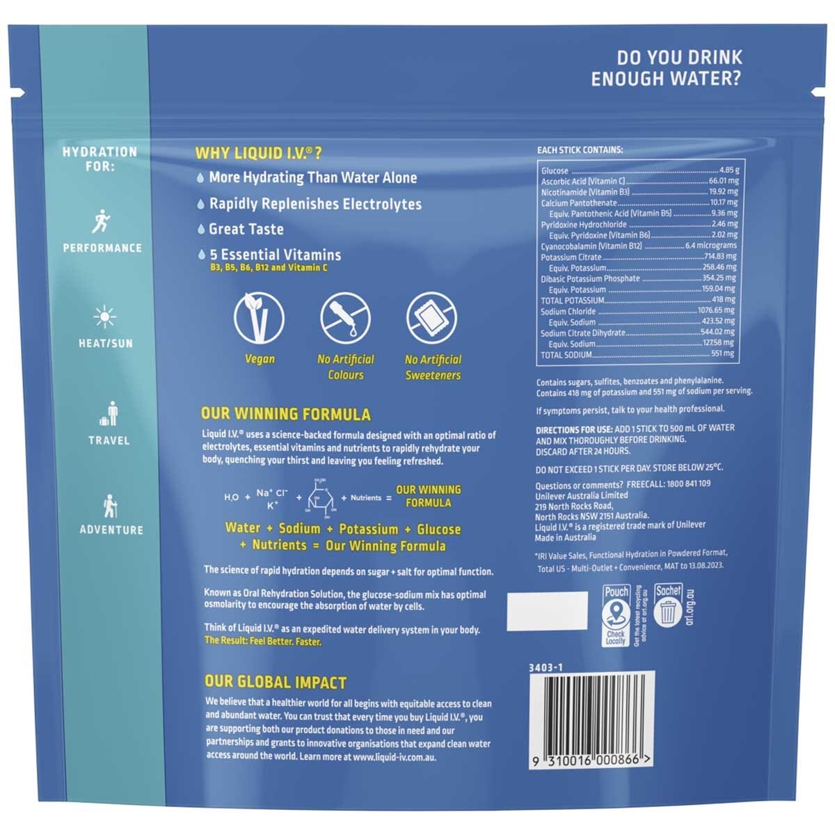 Liquid I.V. Hydration Multiplier Tropical Punch Electrolyte Drink Mix 30 Sachets
