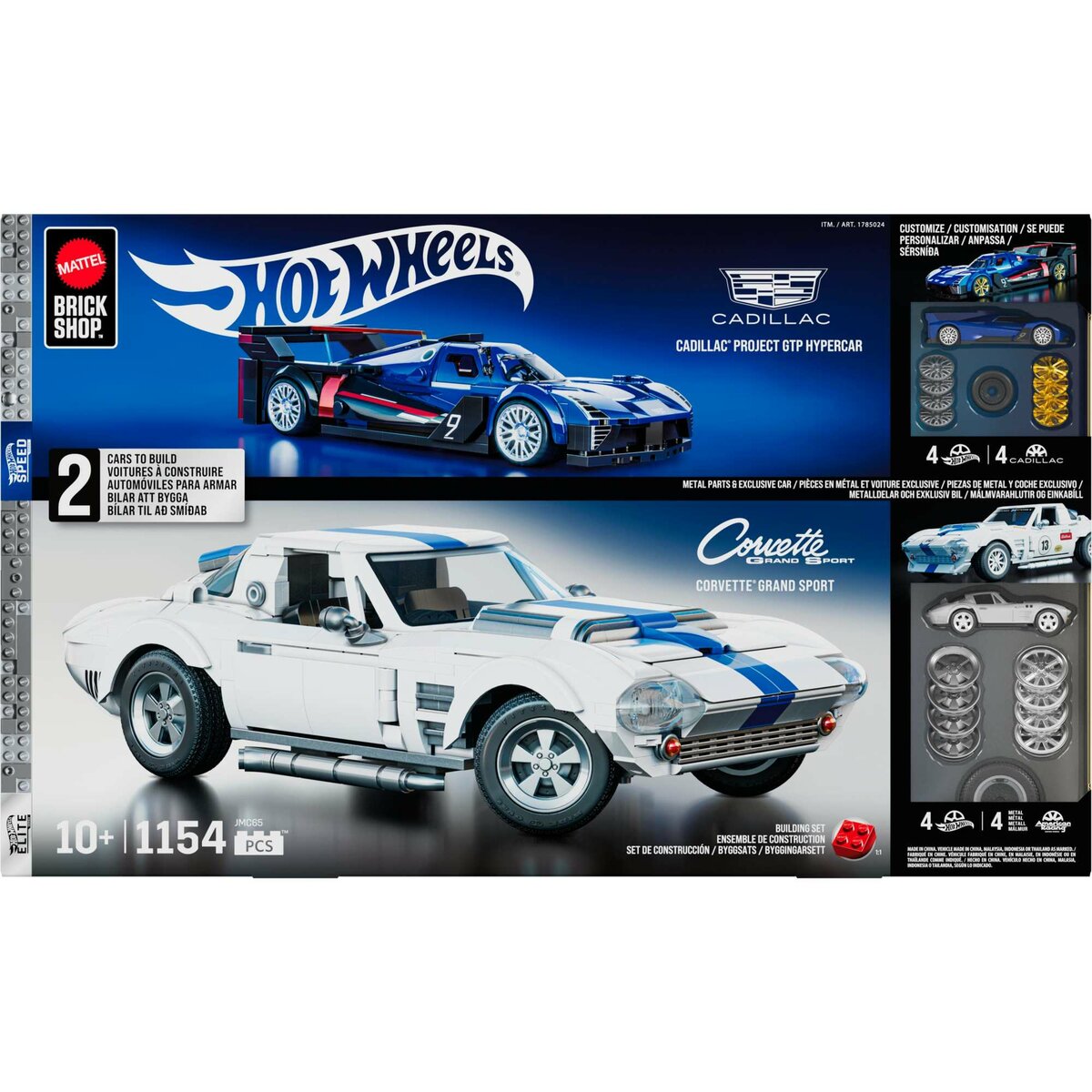 Mattel Brick Shop Hot Wheels Cadillac 1:32 And Corvette 1:16 Mattel Brick Shop Hot Wheels Cadillac 1:32 And Corvette 1:16