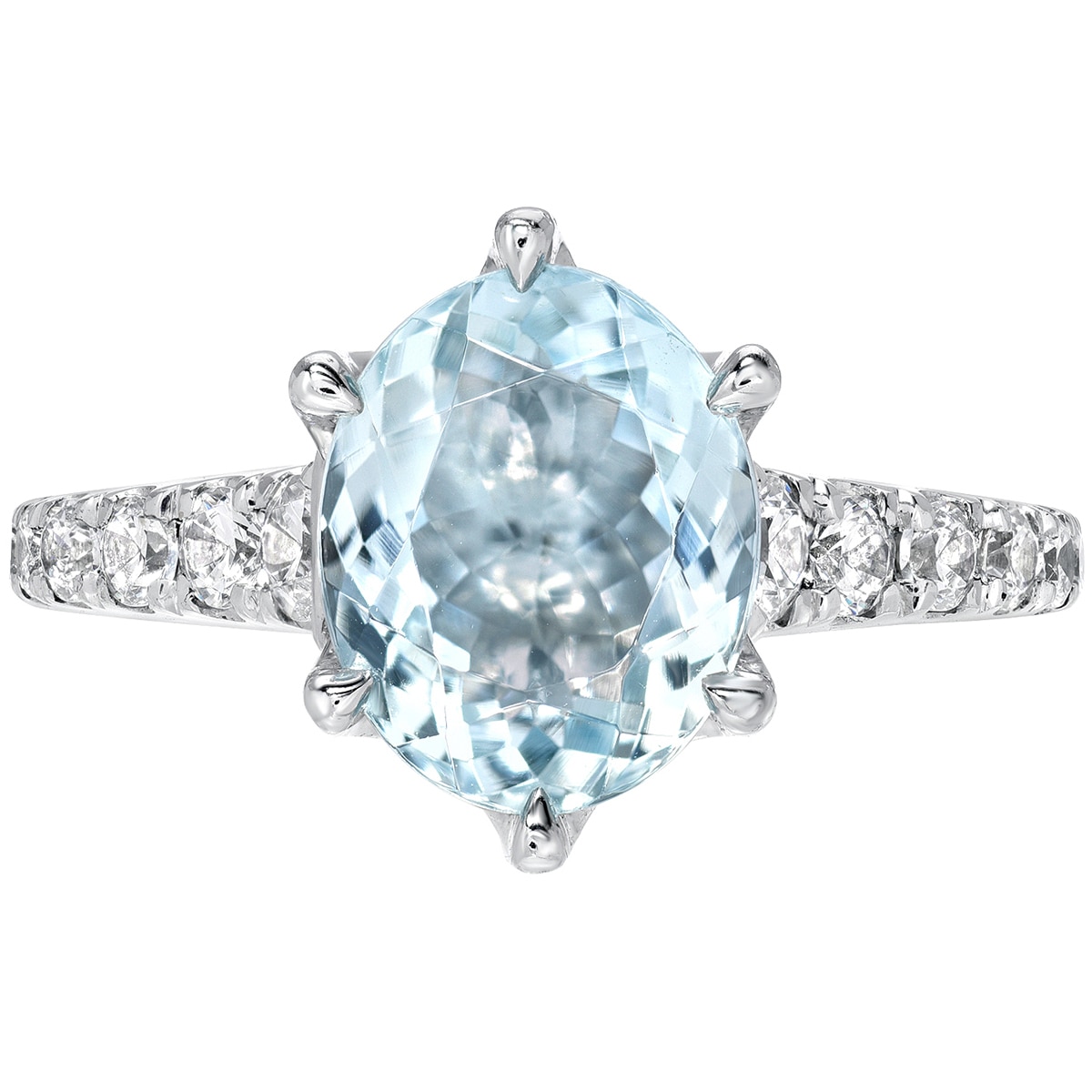 0.48ctw Diamond with Oval Aquamarine Ring