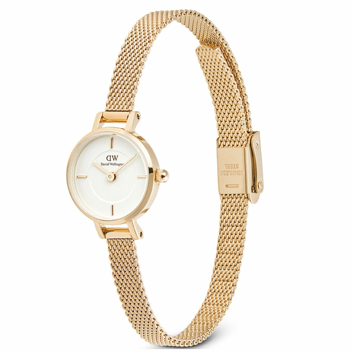 Daniel Wellington Petite Mini Evergold White Dial Gold Mesh Strap Women's Watch DW00100745 - 2