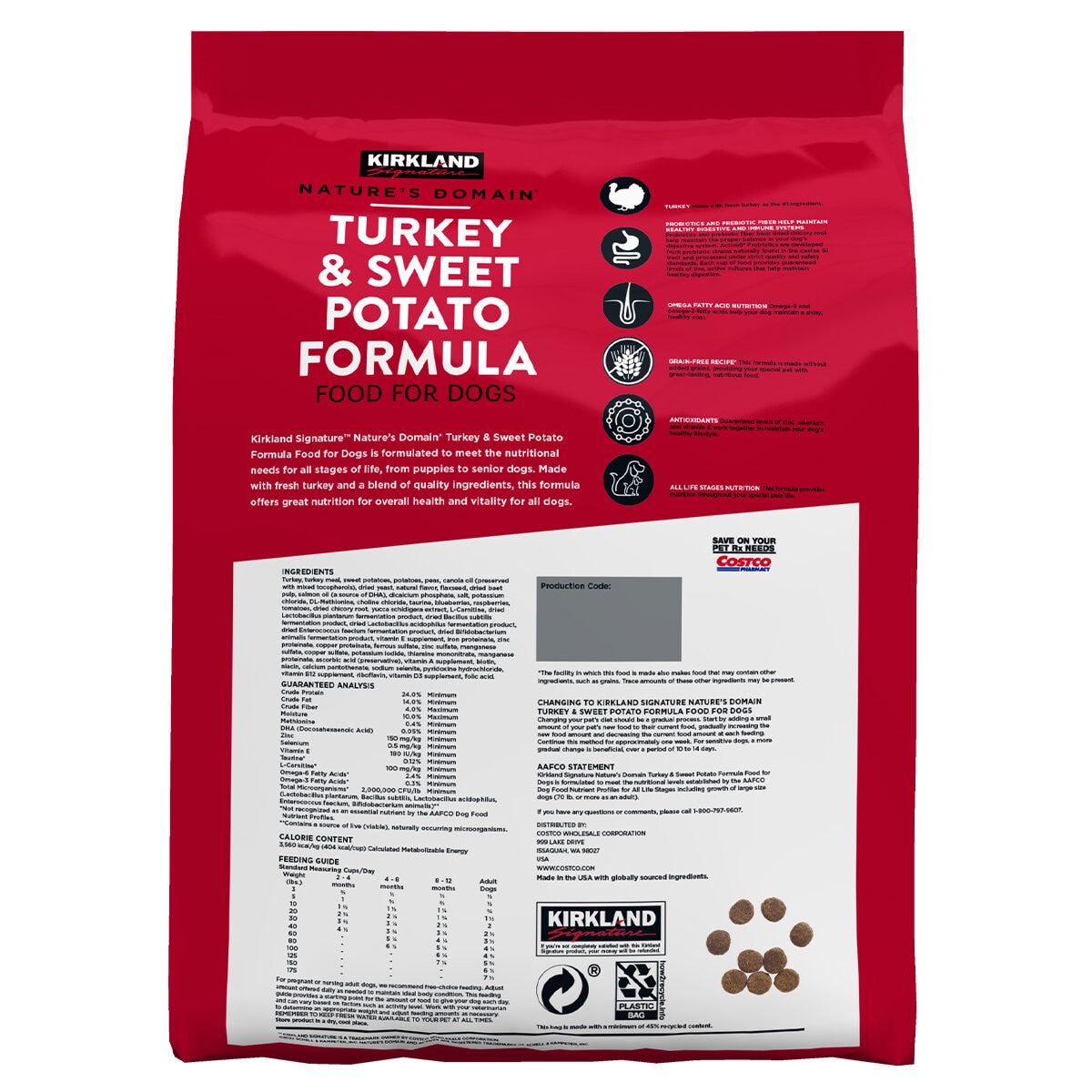 Kirkland Signature Nature's Domain Turkey And Sweet Potato Dog Food 15.87kg