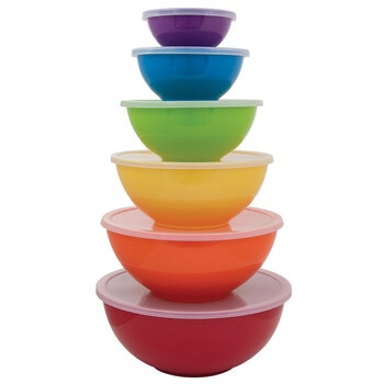 Sabatier Melamine Mixing Bowls With Lids 6 Piece Set