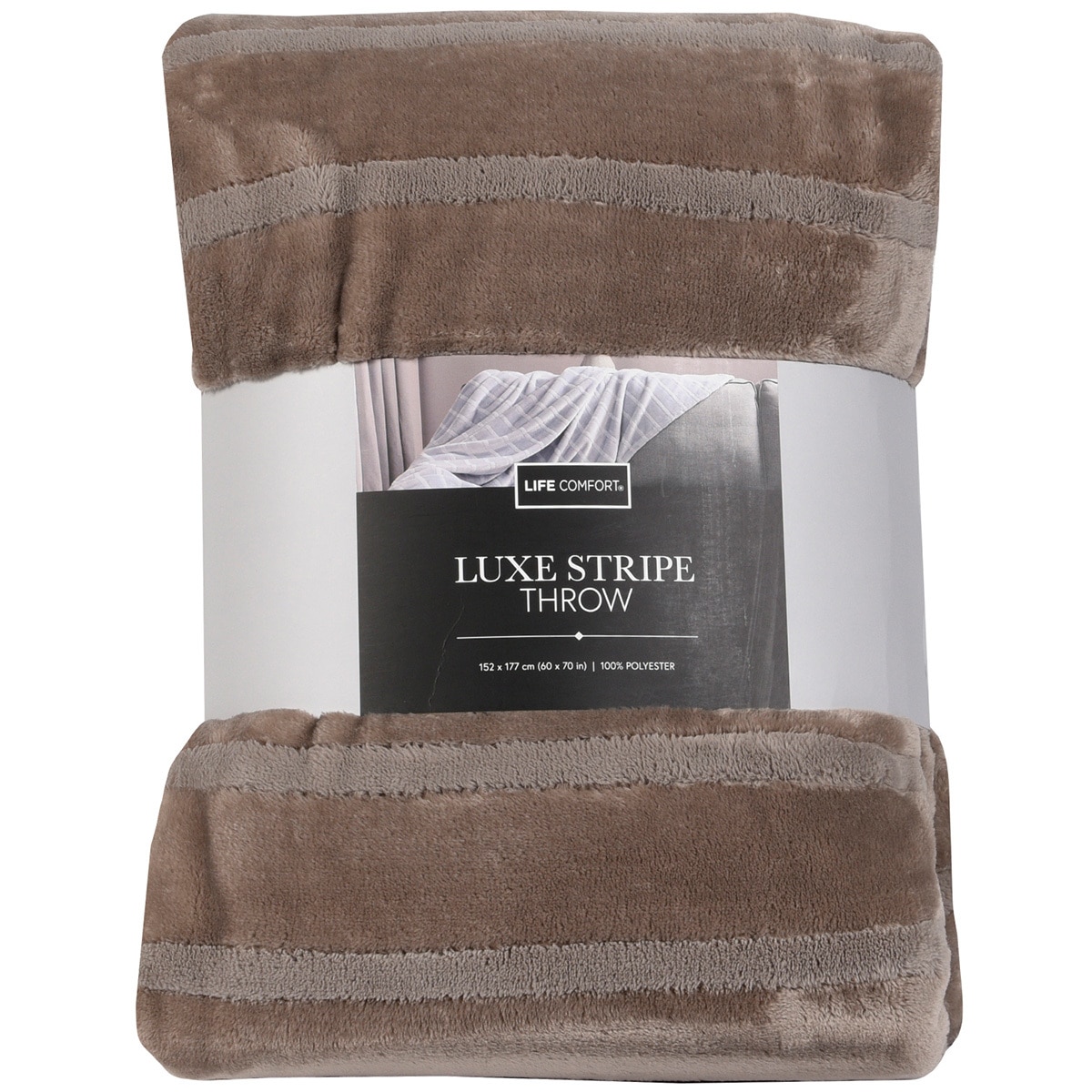 Life Comfort Luxe Stripe Throw Brown Costco Australia