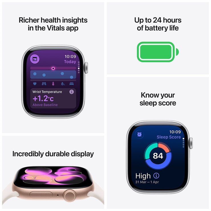Apple Watch Series 11&nbsp;GPS&nbsp;42mm&nbsp;Silver Aluminium Case with Purple Fog Sport Band - S/M