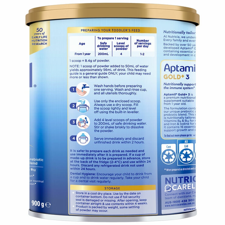 Aptamil Gold+ Stage 3 Toddler Formula 1 Year+ 3 x 900g