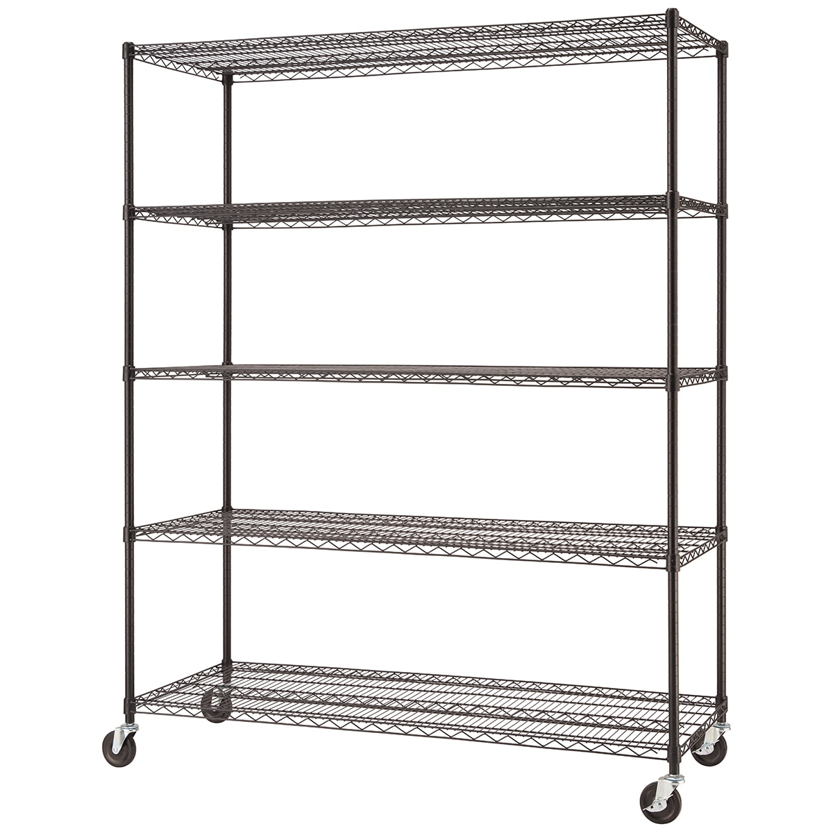 TRINITY Basics 5-Tier 60"x24"x71" Shelving Rack w/Wheels - Black