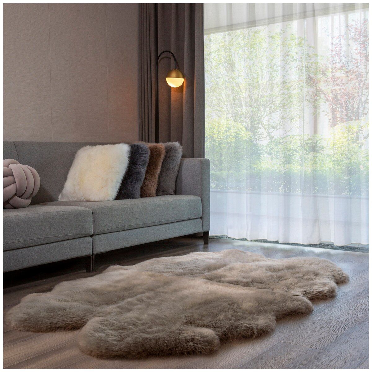 Windward Sheepskin Quad Rug Beige Costco Australia