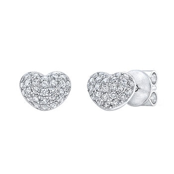 18KT White Gold 0.24ctw Round Diamond Pave Heart Earrings