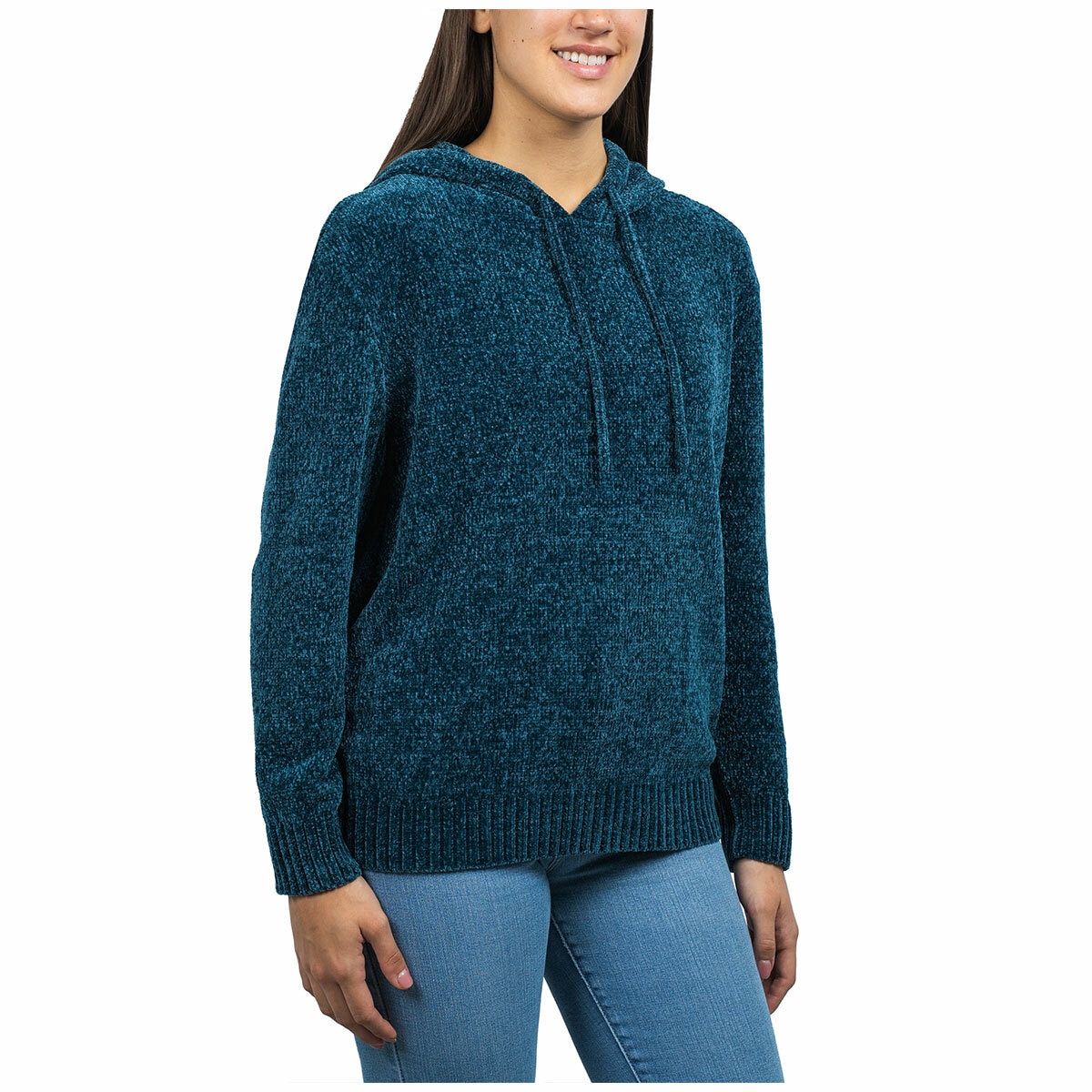 Jachs Girlfriend Women's Chenille Hoodie Sweater Teal US Medium
