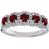 18KT White Gold 0.23ctw Diamond 5 Ruby Stone Ring