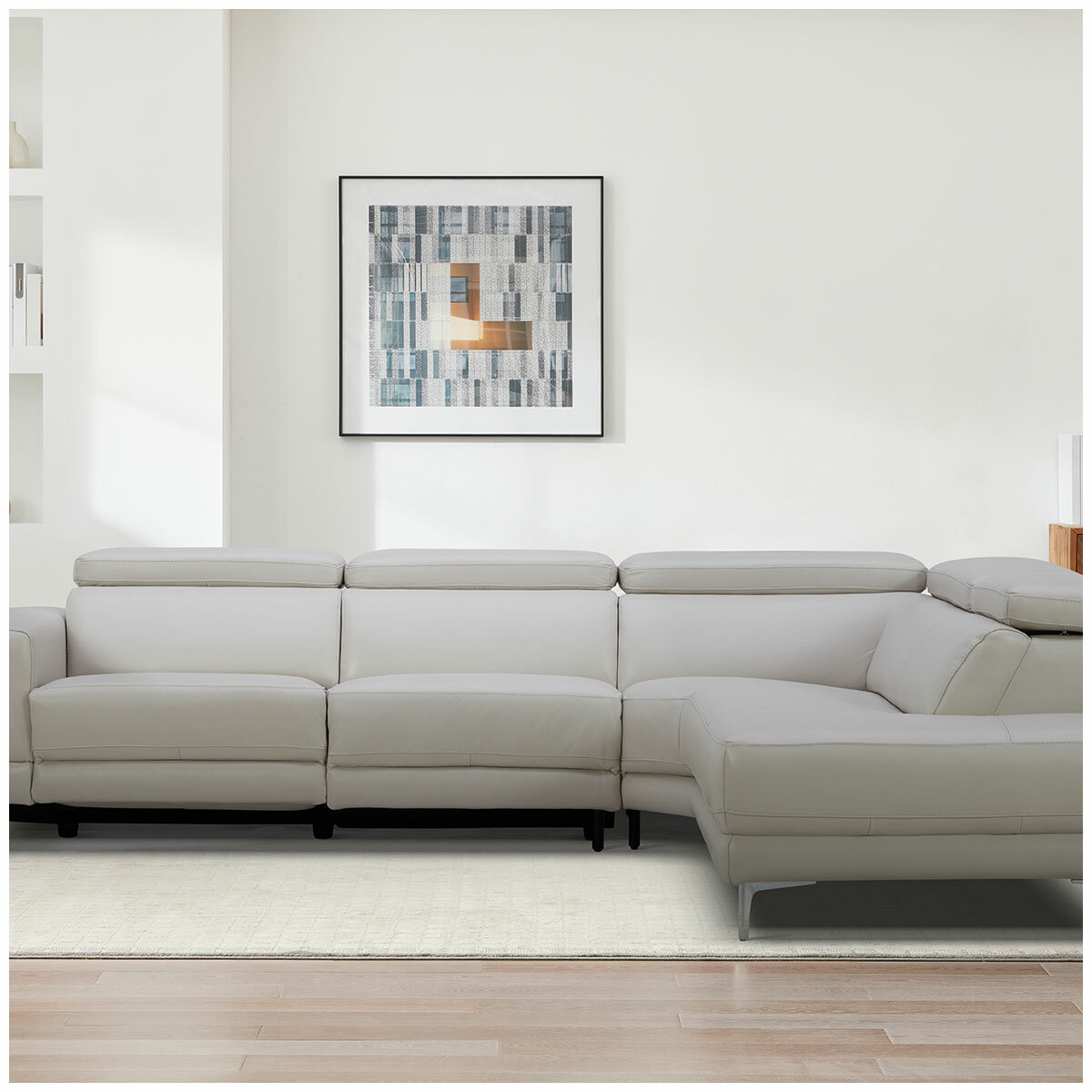 Aiden & Ivy Leather Power Sectional With Ratchet Headrest