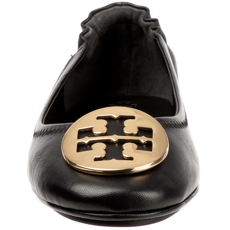 Tory Burch Minnie Travel Logo Ballerina Flats - Black Gold Tory Burch Minnie Travel Logo Ballerina Flats - Black Gold