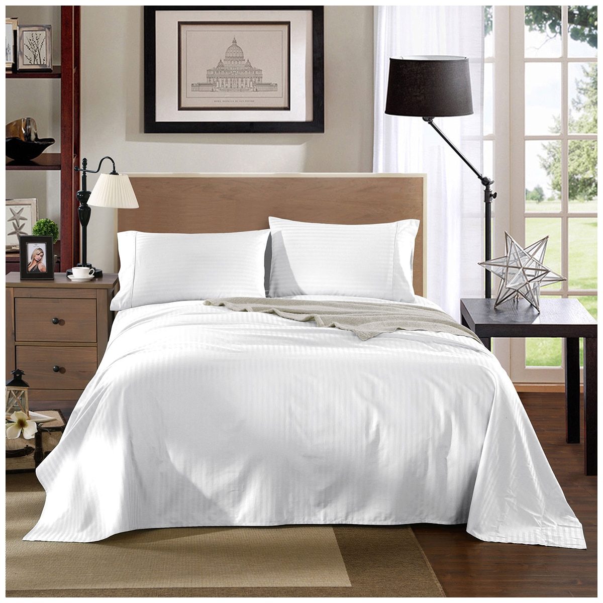 Sheet Set Stripes Queen - White