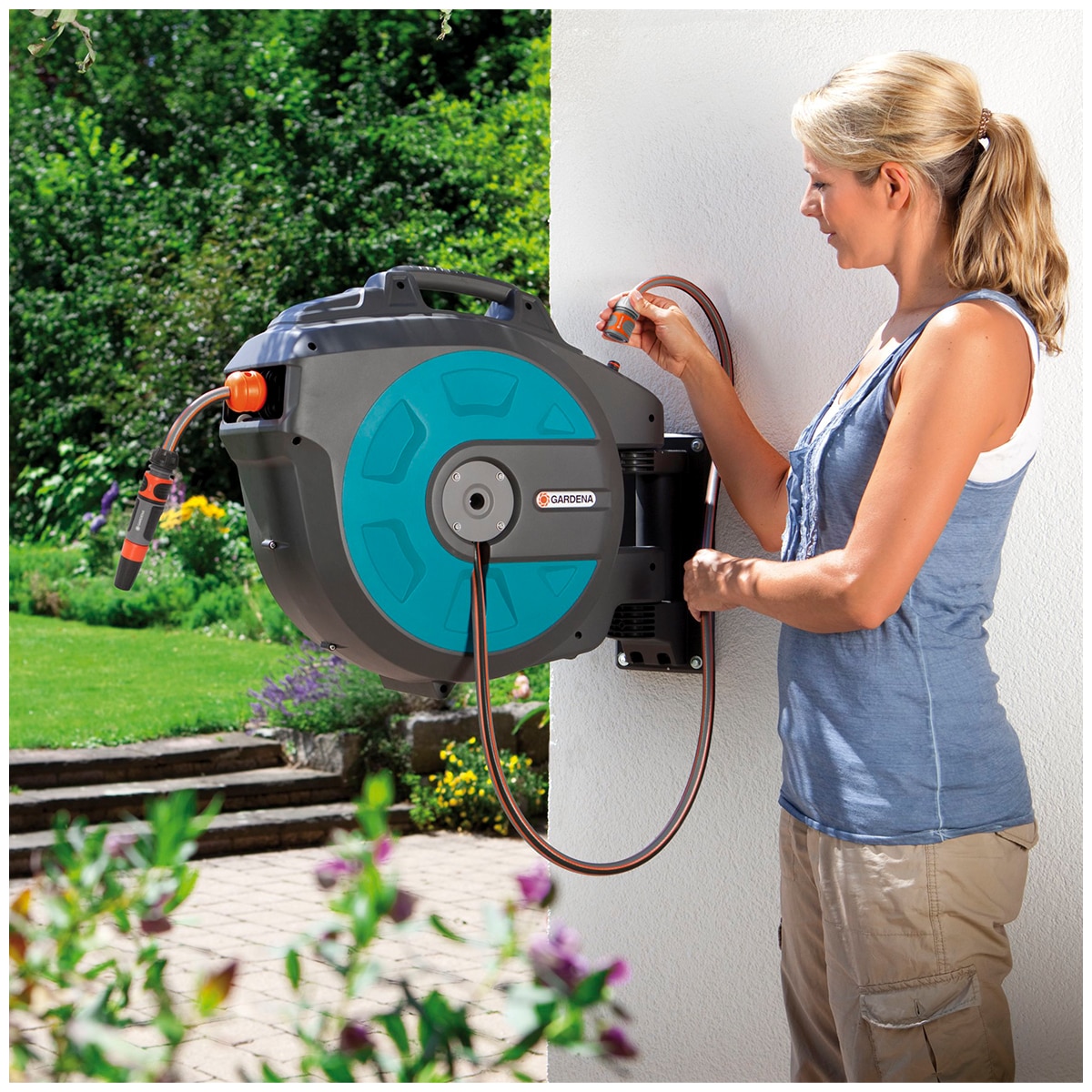 Gardena 25m Automatic Rollup WallMounted Hose Reel Costco Australia
