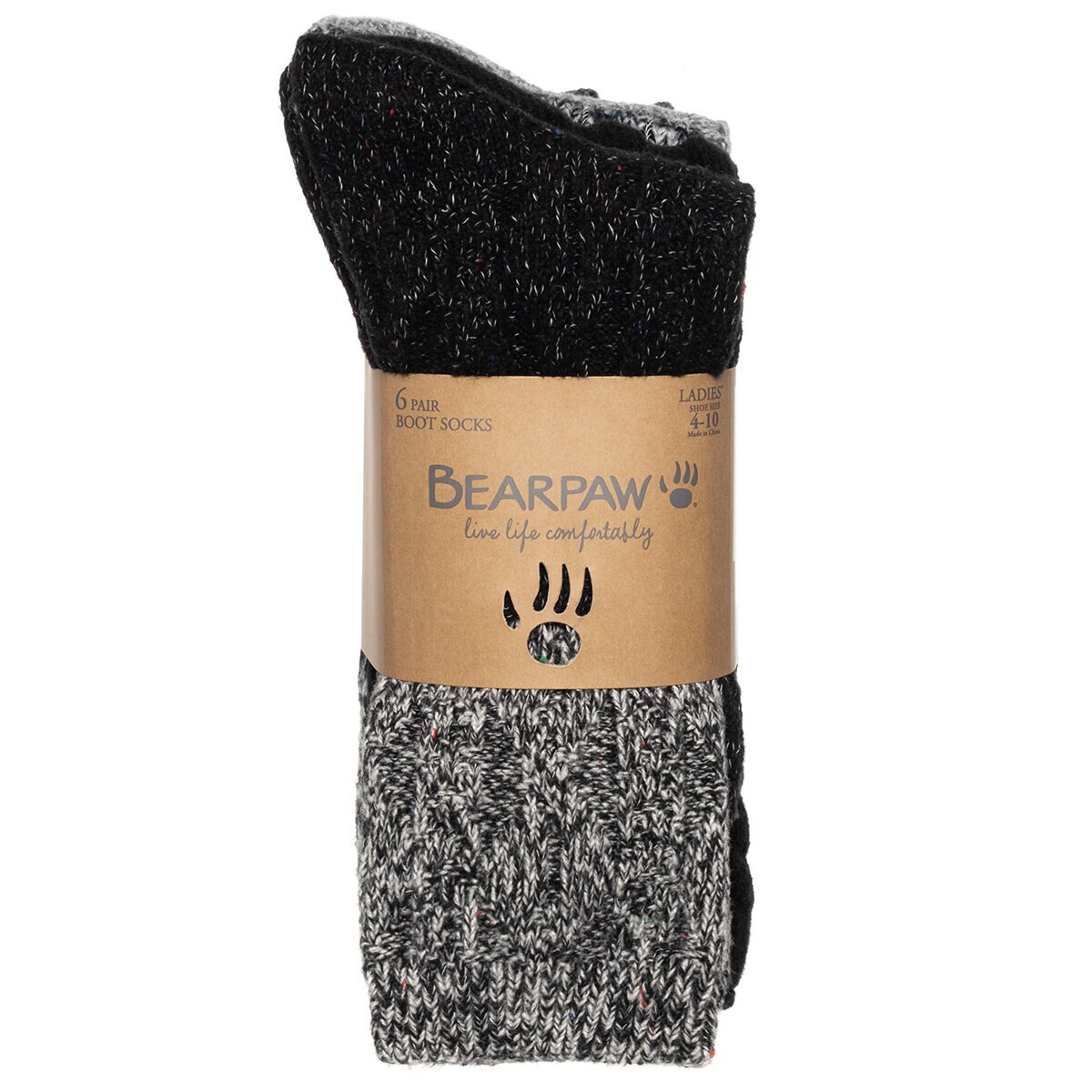 Bearpaw Women's Boot Sock 6 Pack Dark
