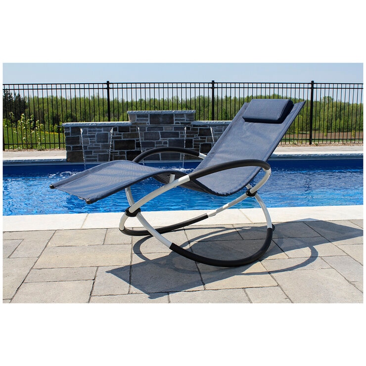 Single Orbital Outdoor Lounger Navy White Single Orbital Outdoor Lounger Navy White