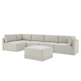 Thomasville 6PC Fabric Modular Sectional with Ottoman Light Grey
