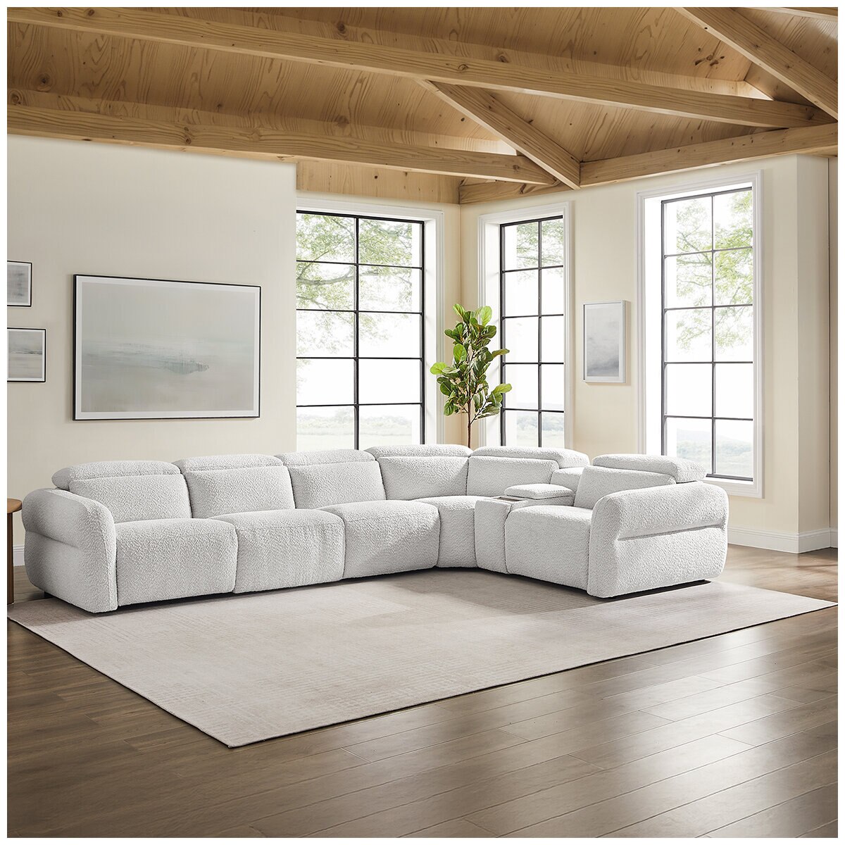 Aiden & Ivy Fabric Power Reclining Sectional With Power Headrests