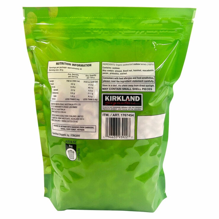 Kirkland Signature Organic Cashews 1.13kg Kirkland Signature Organic Cashews 1.13kg