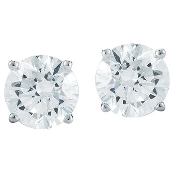 Platinum 1.50ctw Round Brilliant Cut Diamond Earrings