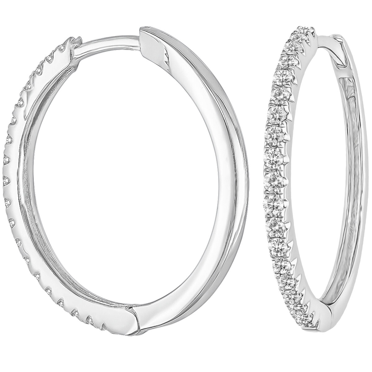 18KT White Gold 0.25ctw Diamond Hoop Earrings