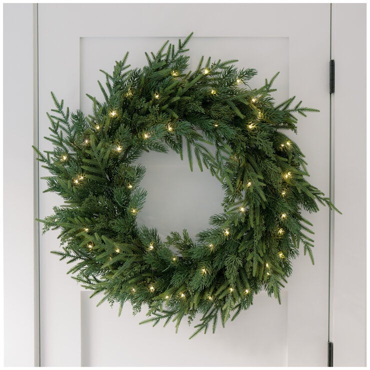 CGH Pre-Lit 30 Inch Holiday Norfolk Pine Wreath CGH Pre-Lit 30 Inch Holiday Norfolk Pine Wreath