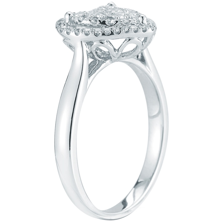 18KT White Gold 0.49ctw Round Brilliant Cut Diamonds Heart Ring