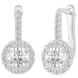 18KT White Gold 1.25ctw Round Diamond Halo Earrings