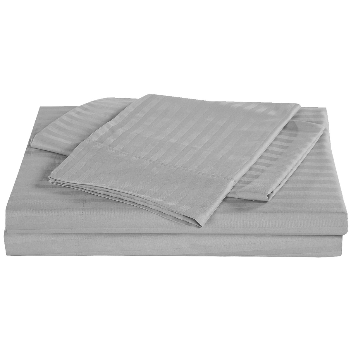 Bdirect Kensington 1200TC Cotton Sheet Set in Stripe - Double Silver Grey