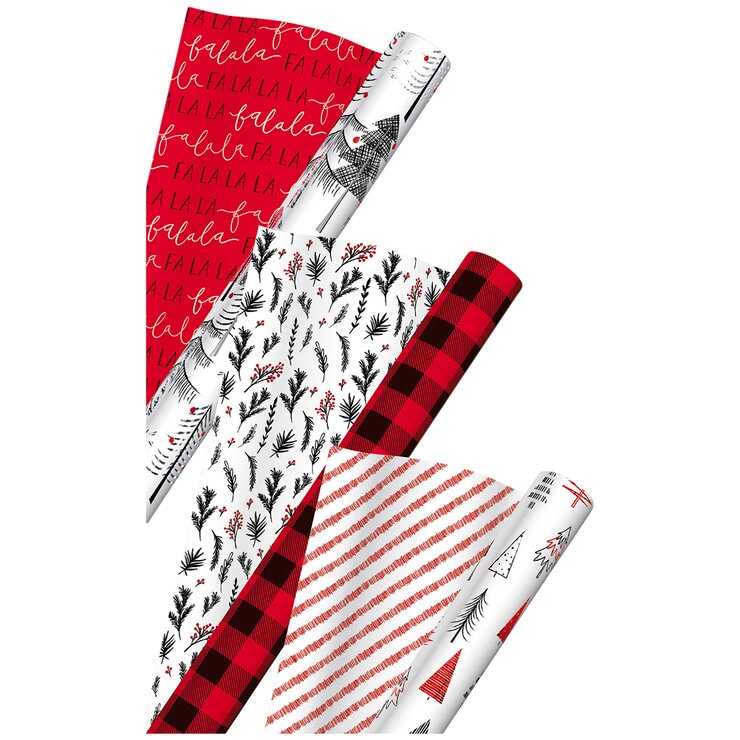 Kirkland Signature Red and Black Double Sided Gift Wrap 6 Pack