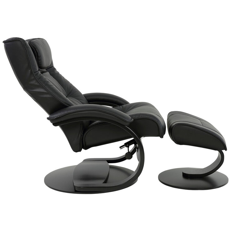 Moran Fjords Regent C-Base Large Chair and Ottoman Black