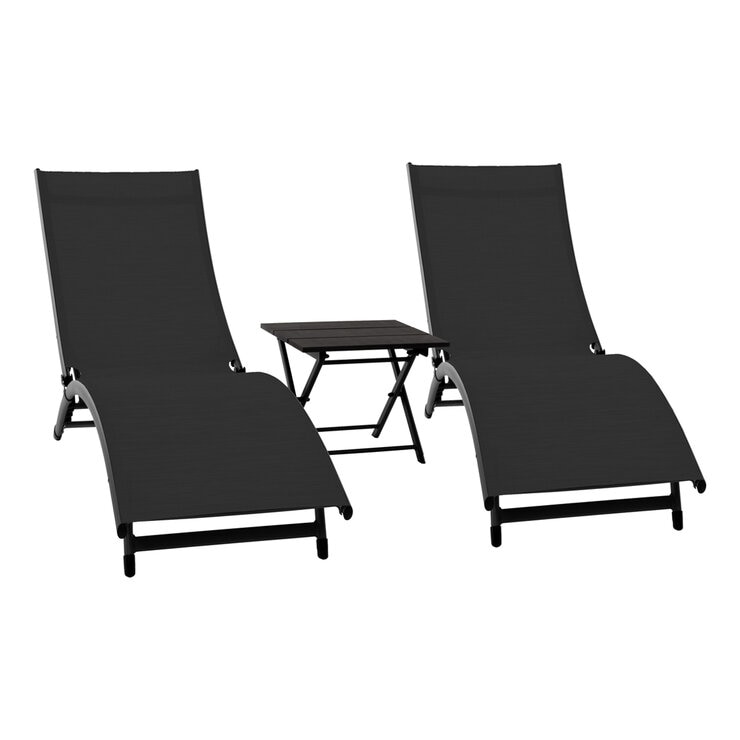 Vivere Coral Springs Chaise Lounge And Table 3 Piece Set Black on black Vivere Coral Springs Chaise Lounge And Table 3 Piece Set Black on black
