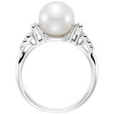14KT White Gold Freshwater Cultured Pearl and Diamond Ring