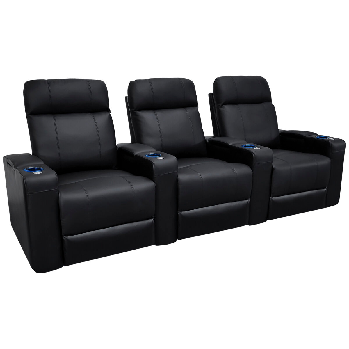 Valencia Piacenza Home Theater Seating Row of 3 Seats Black