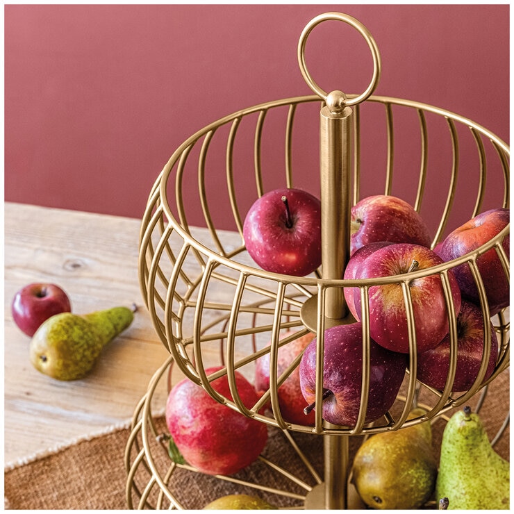 over and back Golden Fruit Basket 2-Tier