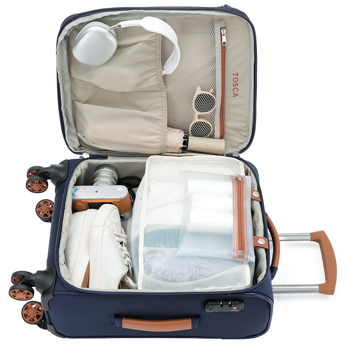 Tosca Park Avenue 3 Piece Luggage Set Navy Tan Tosca Park Avenue 3 Piece Luggage Set Navy Tan