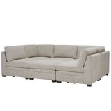 Thomasville 6 Piece Fabric Modular Sectional With Storage Ottoman