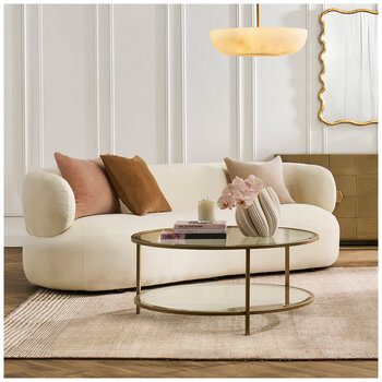 CAFE LIGHTING & LIVING Cocktail Glass Round Coffee Table Antique Gold