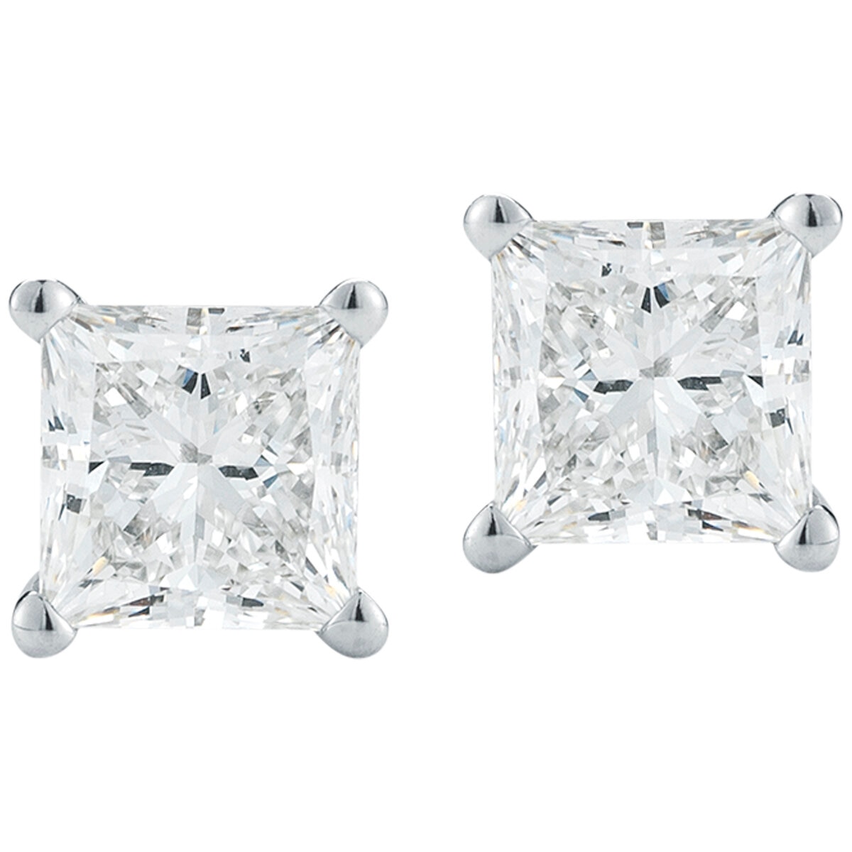 Platinum 2.00CTW Round Brilliant Cut Diamond Stud Earrings/