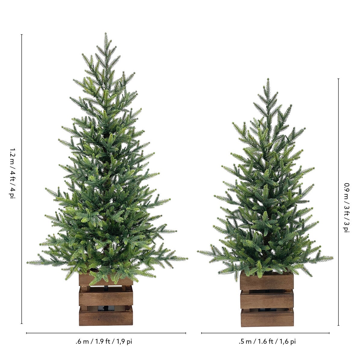 CGH Pine Trees with LED Twinkle Lights 2 Piece Set