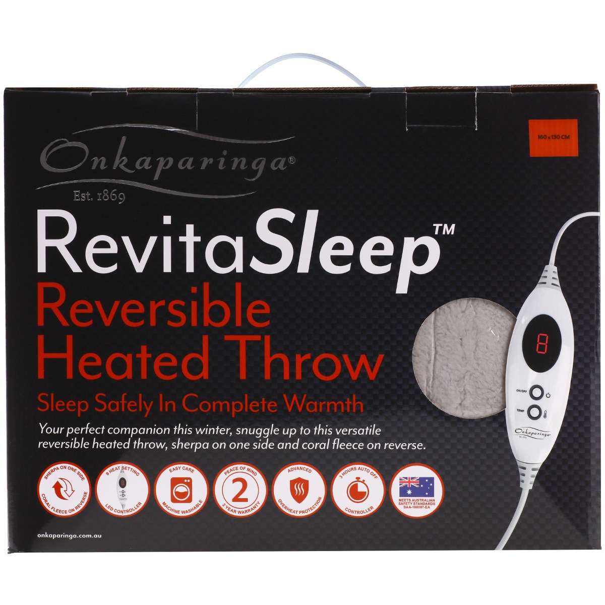 Onkaparinga Home Reversible Heated Throw - Charcoal