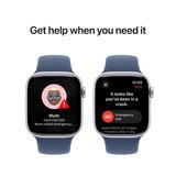 Apple Watch Series 10 GPS 42mm Silver Aluminium Case with Denim Sport Band S/M