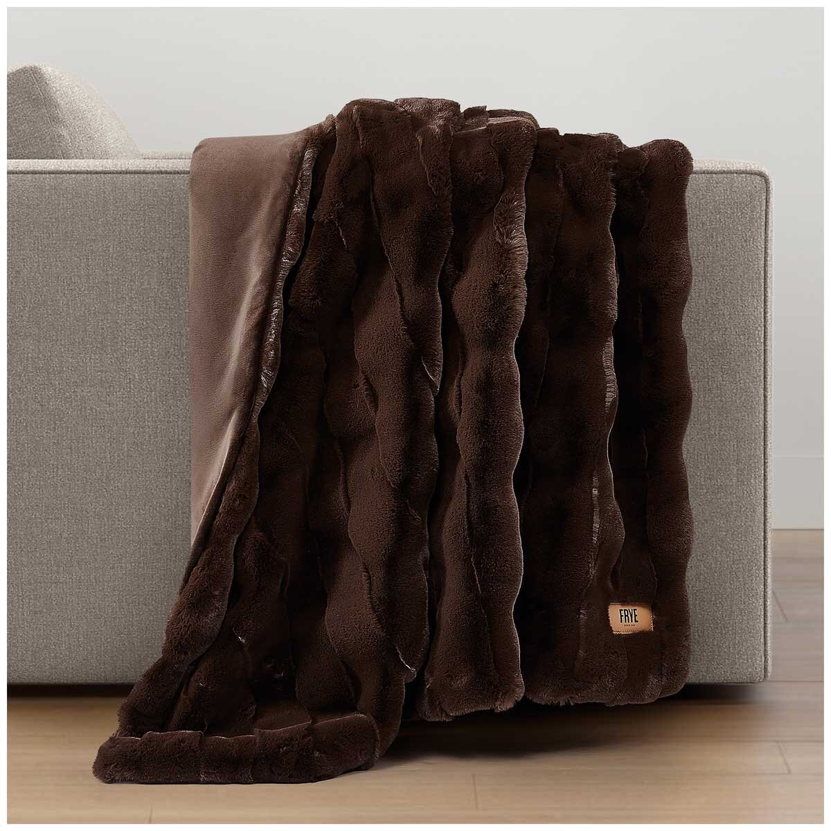 Frye Luxe Faux Fur Throw 152 x 178cm Chocolate