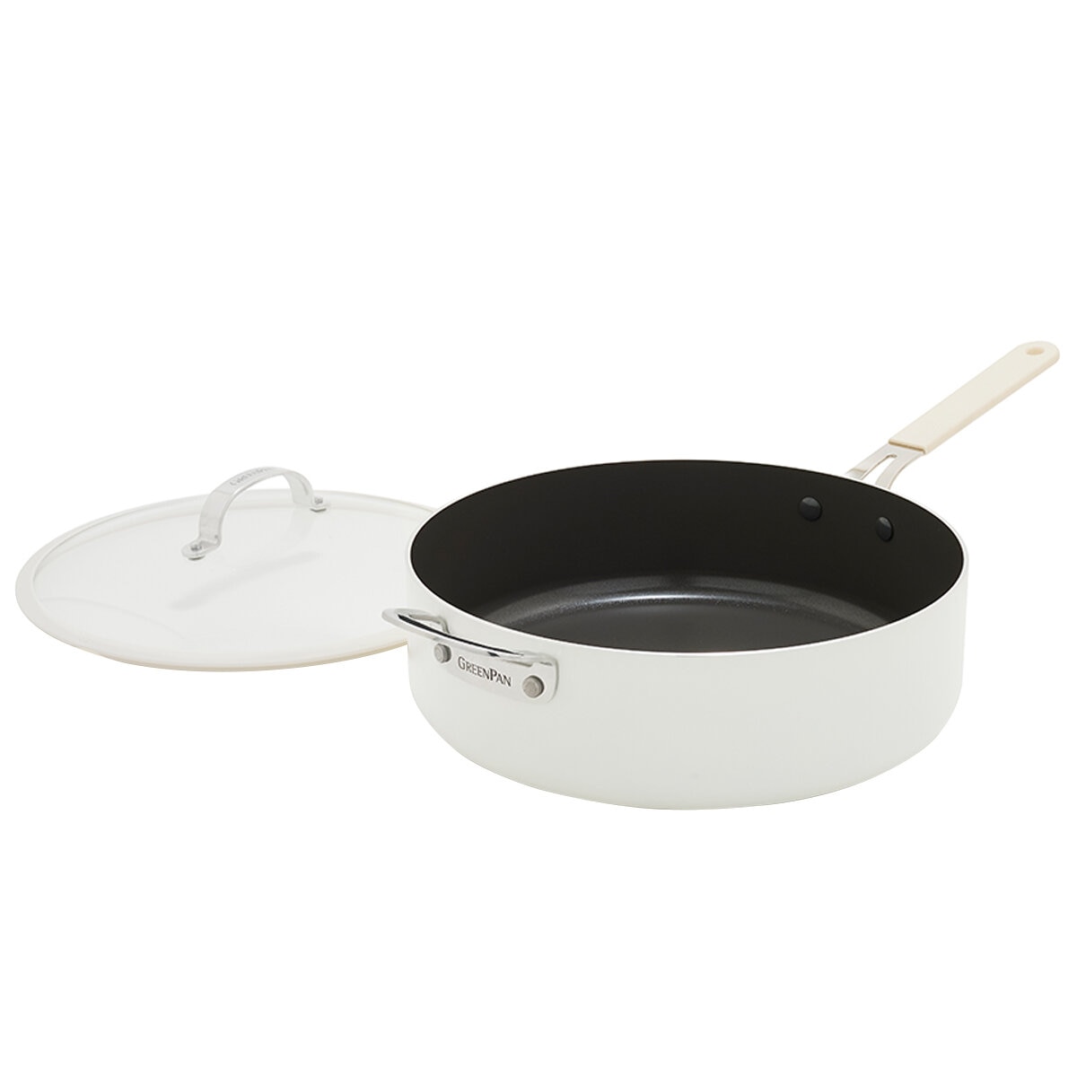 Greenpan Jumbo Saute Pan with Lid 6.15L Cream