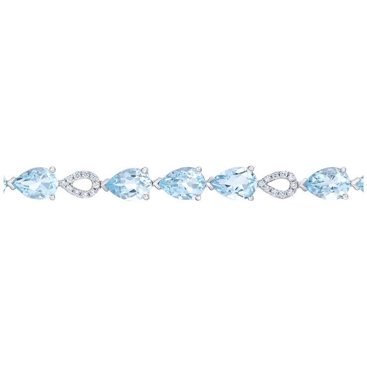 18KT White Gold Aquamarine and Diamond Bracelet Costco Australia
