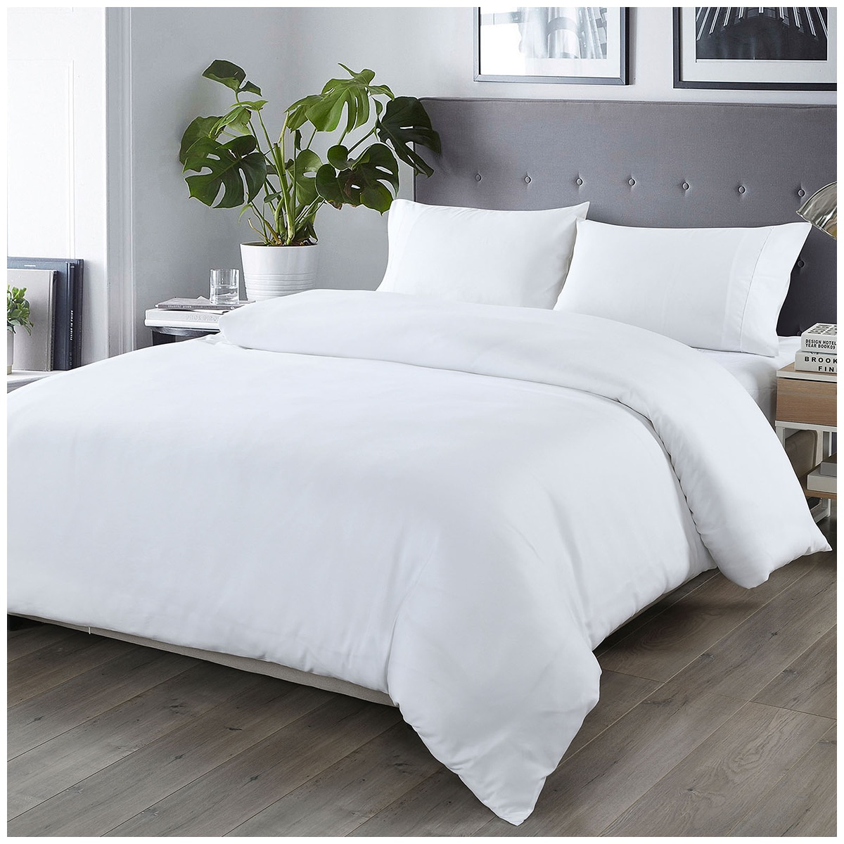 Bdirect Royal Comfort Blended Bamboo Quilt Cover Sets -White-King